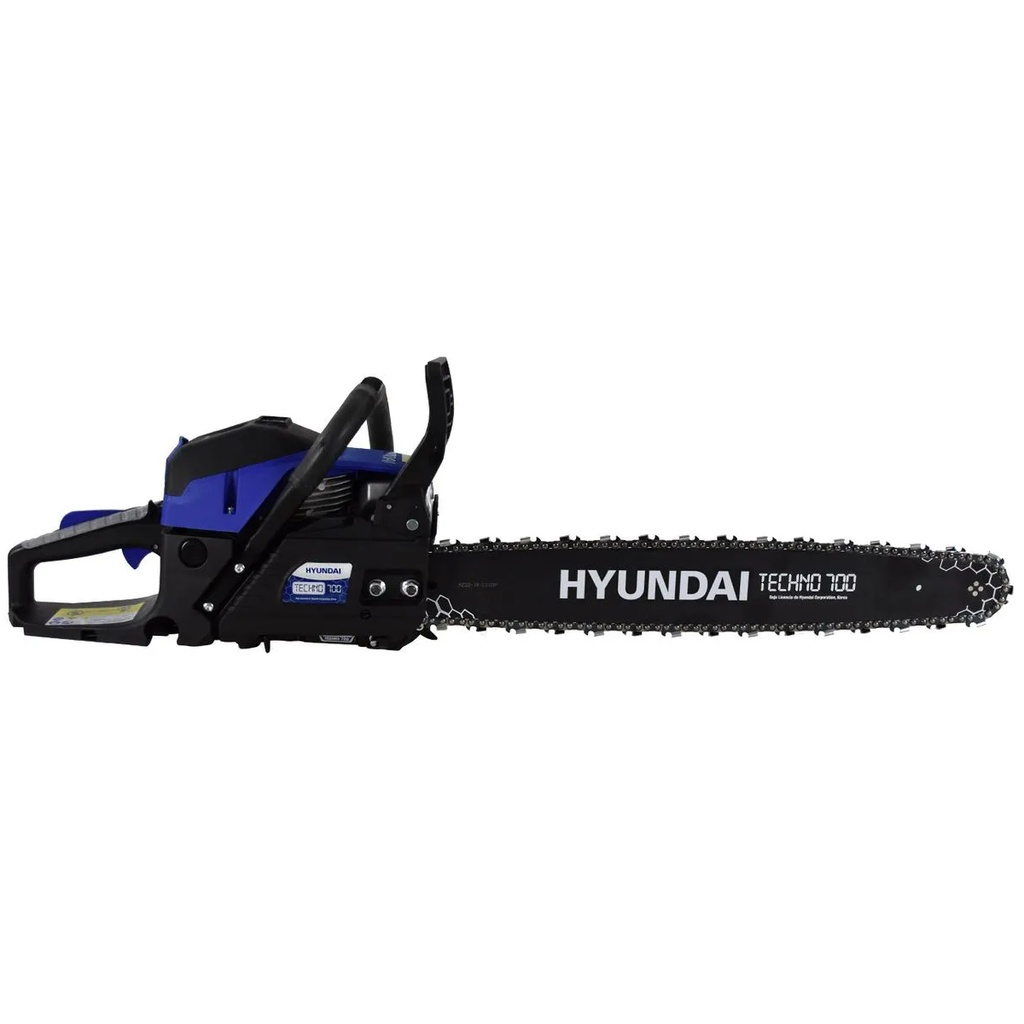 MOTOSIERRA PROFESIONAL HYUNDAI C/TACOMETRO DIGITAL, TAPA DE MAGNESIO Y DESARMADOR OCULTO - TECHNO700