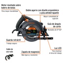 SIERRA CIRCULAR 7-1/4", 1800W, TRUPER INDUSTRIAL CÓDIGO: 11779 CLAVE: SICI-7-1/4N4