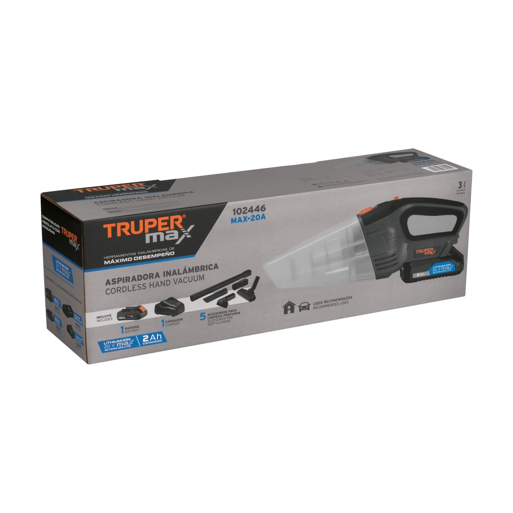 ASPIRADORA INALÁMBRICA, 20V, TRUPER MAX CÓDIGO: 102446 CLAVE: MAX-20A 