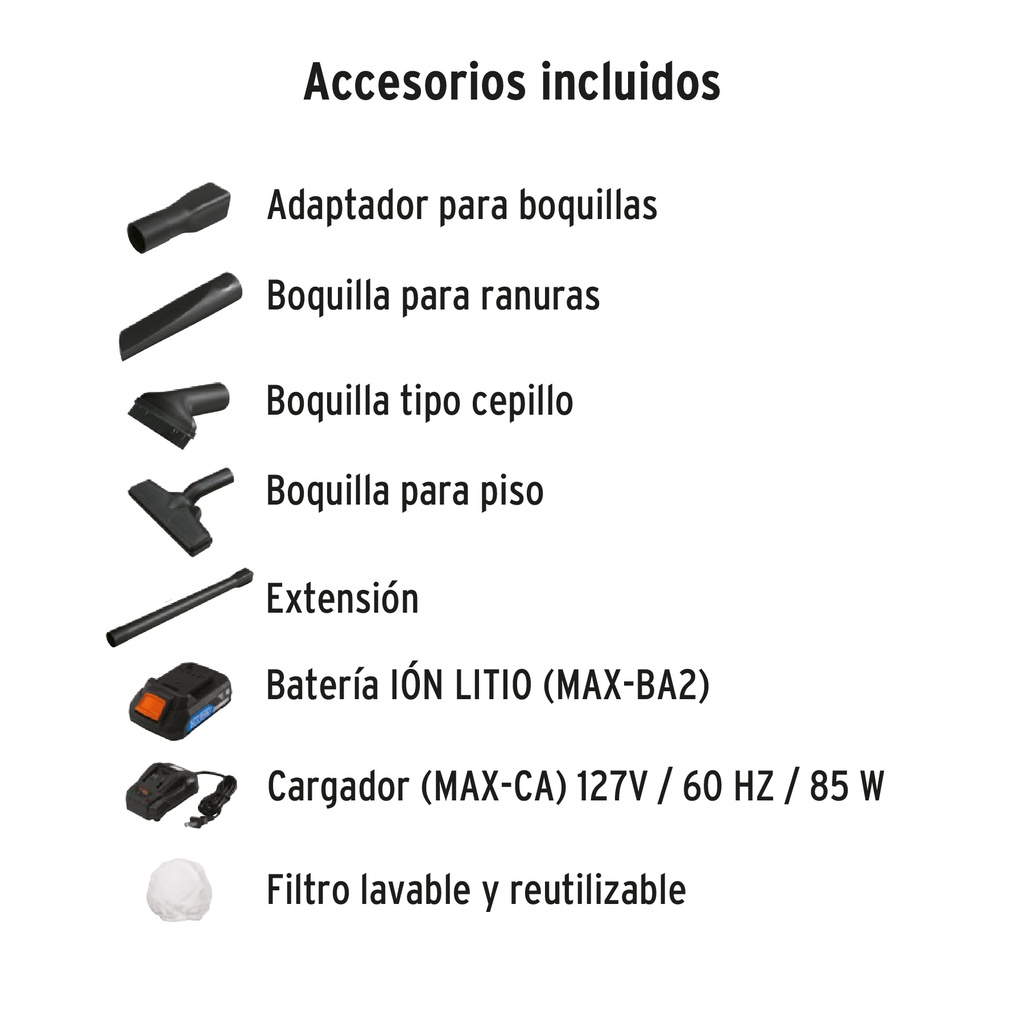 ASPIRADORA INALÁMBRICA, 20V, TRUPER MAX CÓDIGO: 102446 CLAVE: MAX-20A 