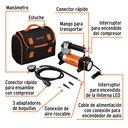 COMPRESOR DE AIRE 12 V PORTÁTIL, PARA AUTO, INCLUYE MALETÍN CÓDIGO: 19999 CLAVE: COMP-12 