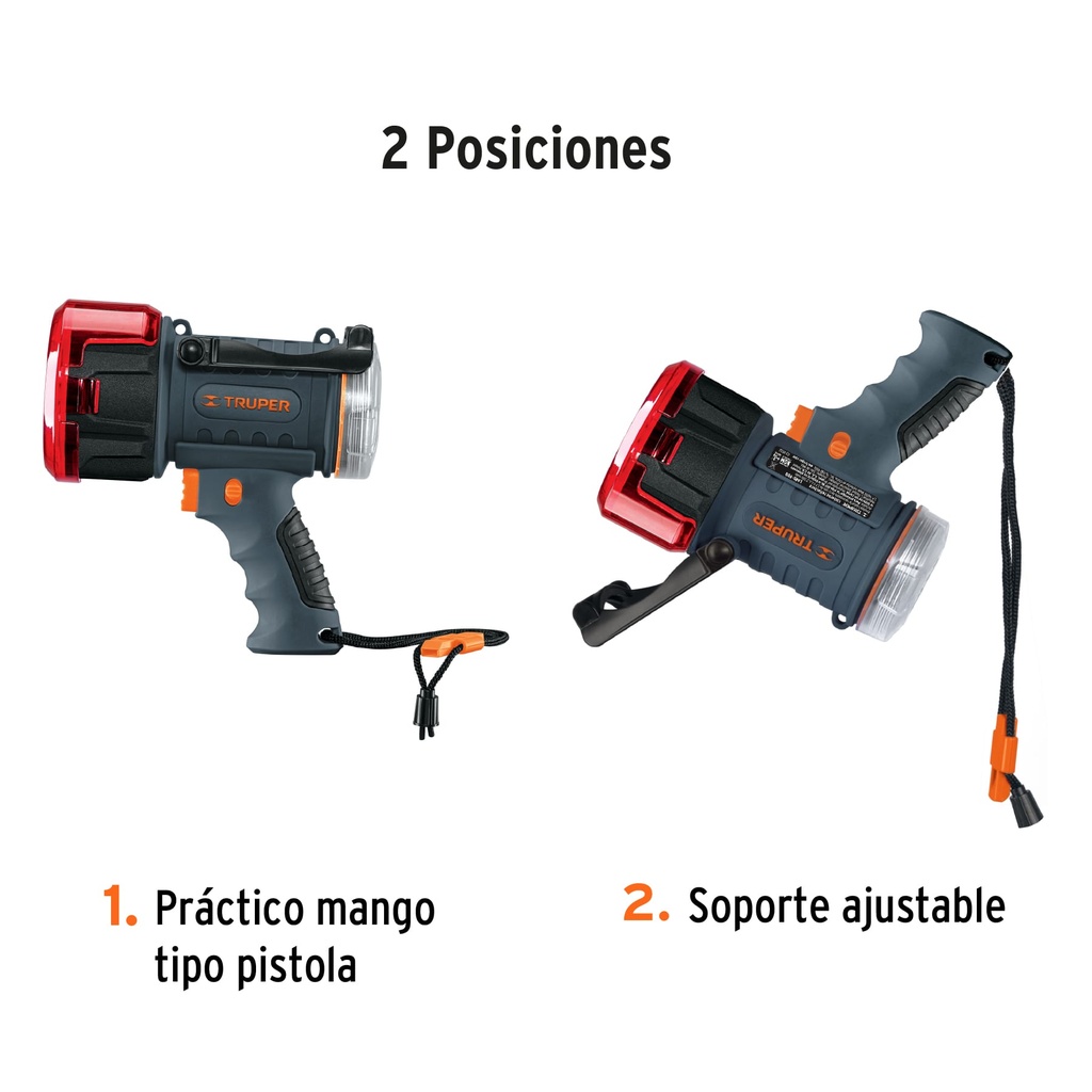Linterna reflectora LED 900 lm, recargable, TRUPER CÓDIGO: 102404 CLAVE: LARE-900