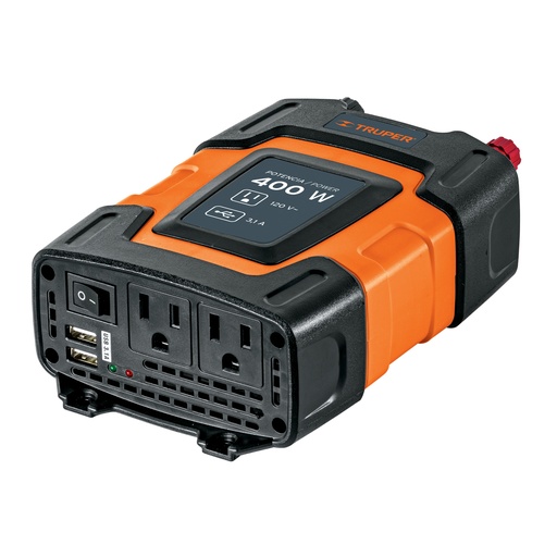 INVERSOR DE CORRIENTE DE 400 W CON PUERTOS USB, TRUPER CÓDIGO: 10449 CLAVE: INCO-400
